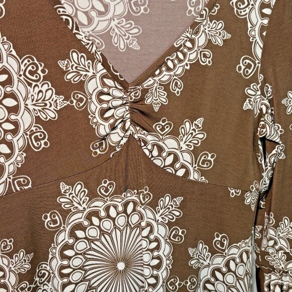 INC International Concepts Womens Babydoll Dress Medium Y2K Boho Floral Abstract - Picture 2 of 9